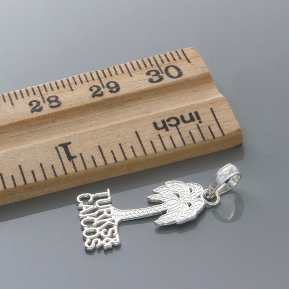 CLOSEOUT! 925 Sterling Silver Travel Turks & Caicos Under Palm Tree Travel Charm - Picture 3 of 6